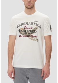 Aeronautica Militare - AERONAUTICA MILITARE Biały bawełniany męski t-shirt, Rozmiar XXL. Okazja: na co dzień. Kolor: biały. Materiał: bawełna. Styl: casual, sportowy, elegancki, klasyczny #1