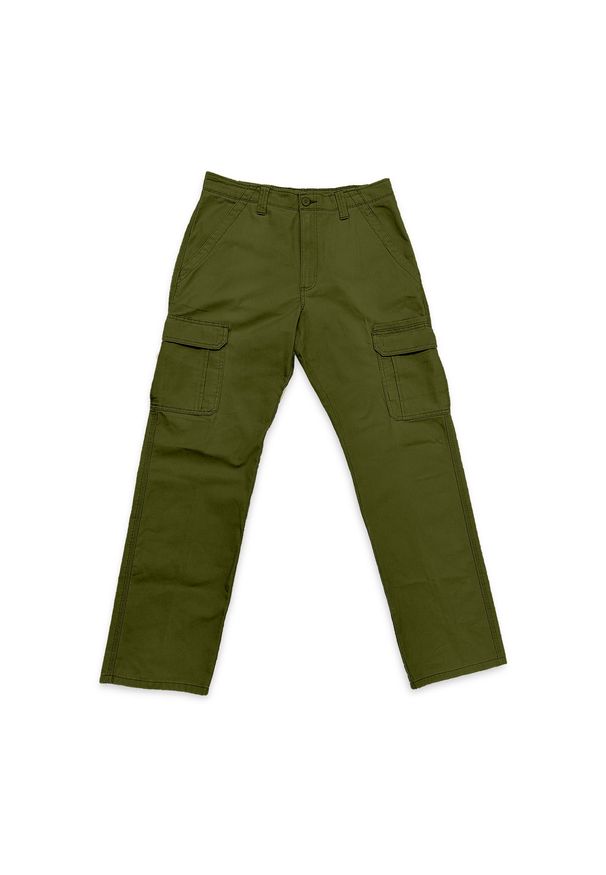 Wrangler - MESKIE SPODNIE WRANGLER REGULAR CARGO CAPULET OLIVE 112373197