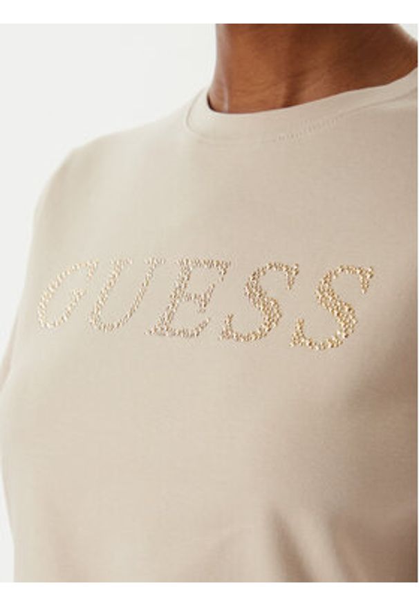 Guess T-Shirt V6RI20 J1314 Beżowy Regular Fit. Kolor: beżowy. Materiał: bawełna
