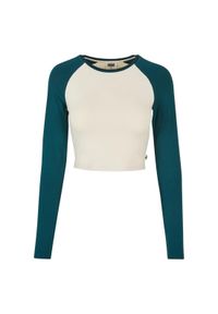 Damska ekologiczna koszulka crop z długim rękawem Urban Classics Retro Baseball. Kolor: niebieski, biały, wielokolorowy. Materiał: bawełna. Długość rękawa: długi rękaw. Długość: długie. Styl: retro #1