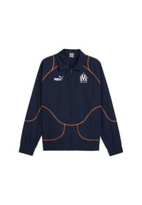 Puma - Kurtka dresowa męska PUMA ftblSTATEMENT Olympique Marsylia. Kolor: pomarańczowy, wielokolorowy, żółty. Materiał: dresówka. Wzór: aplikacja. Sport: piłka nożna