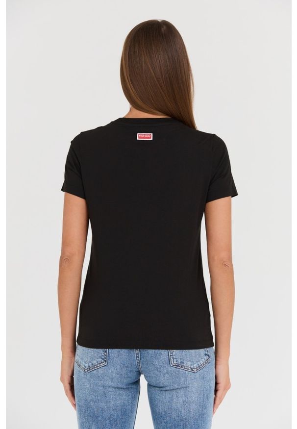 Kenzo - KENZO Czarny t-shirt WITH 'TIGER VARSITY' PRINT. Kolor: czarny. Wzór: nadruk