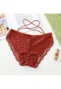 Intica - Figi koronkowe z paskami na co dzień i na specjalne okazje Milou. Kolor: czerwony. Materiał: koronka. Wzór: paski, koronka