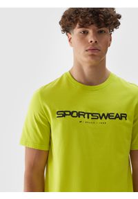 4f - 4F T-shirt regular z nadrukiem męski - zielony S. Okazja: na co dzień. Kolor: zielony. Materiał: bawełna, jersey, dzianina. Długość rękawa: krótki rękaw. Długość: krótkie. Wzór: nadruk. Styl: sportowy, klasyczny, casual