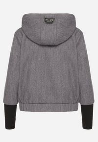 Born2be - Szara Kurtka z Kapturem Ozdobnymi Rękawami i Ściągaczem w Pasie Tulorelle. Okazja: na co dzień. Typ kołnierza: kaptur. Kolor: szary. Materiał: jeans. Styl: casual #4