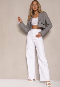 Renee - Białe Jeansy High Waist o Szerokim Kroju Sallizia. Stan: podwyższony. Kolor: biały. Styl: klasyczny, elegancki