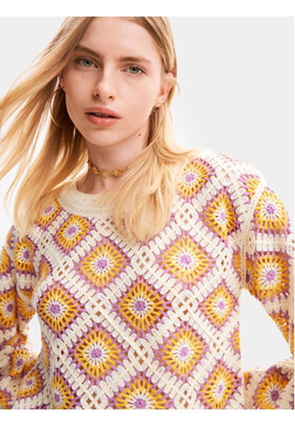 Desigual Sweter Willow 24SWJF25 Kolorowy Loose Fit. Materiał: bawełna, syntetyk. Wzór: kolorowy
