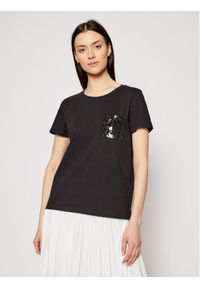 DKNY T-Shirt P0RAOC2R Czarny Regular Fit. Kolor: czarny. Materiał: bawełna