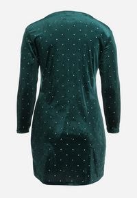 Born2be - Zielona Welurowa Sukienka z Brokatem Mosire. Kolor: zielony. Materiał: welur. Wzór: aplikacja. Długość: mini #7