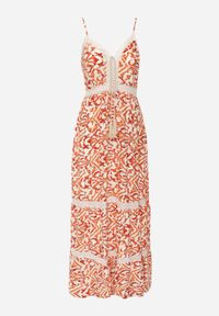 Renee - Pomarańczowa Sukienka z Bawełny na Ramiączkach z Gumką w Talii i Haftem Vikanda. Okazja: na co dzień, na imprezę. Kolor: pomarańczowy. Materiał: bawełna. Długość rękawa: na ramiączkach. Wzór: haft. Sezon: lato. Styl: elegancki, casual #5