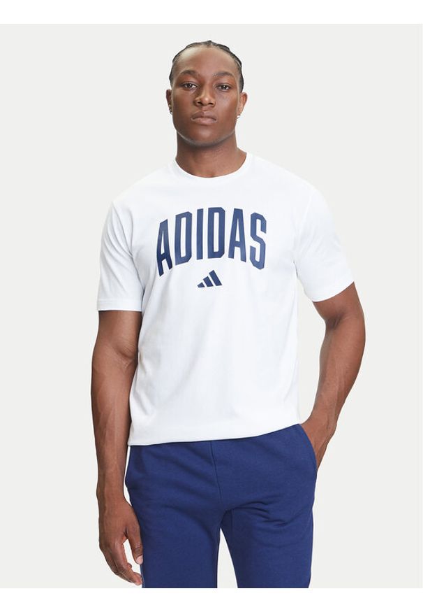 Adidas - adidas T-Shirt Collegiate Lineage Graphic JM6416 Biały Regular Fit. Kolor: biały. Materiał: bawełna