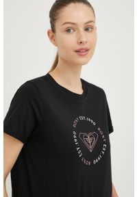 Roxy t-shirt bawełniany kolor czarny. Kolor: czarny. Materiał: bawełna. Wzór: nadruk #3