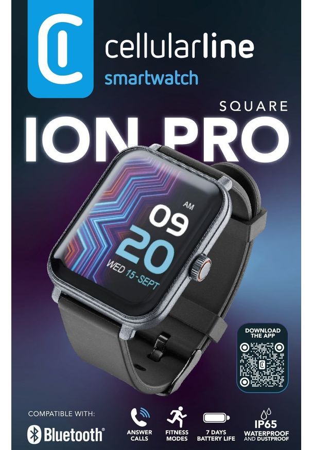 CELLULAR LINE - Cellularline Bluetooth Smartwatch ION PRO SQUARE Black. Rodzaj zegarka: smartwatch