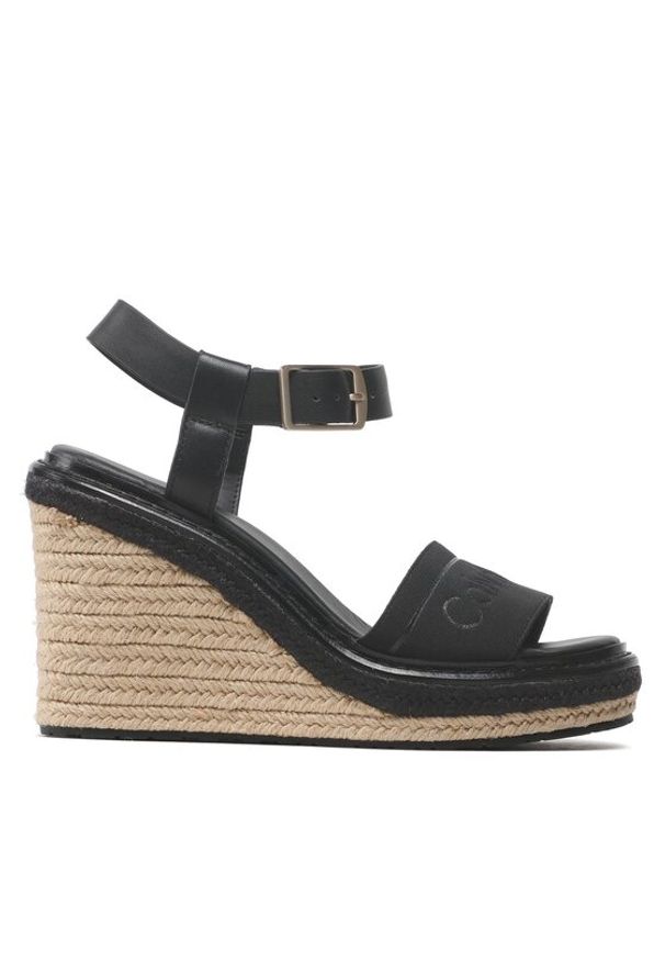 Calvin Klein Espadryle Wedge 70HH HW0HW01499 Czarny. Kolor: czarny. Materiał: skóra