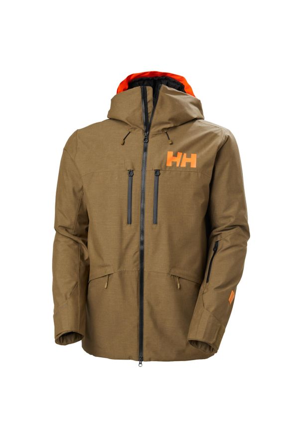 Kurtka narciarska Helly Hansen Garibaldi 2.0. Kolor: beżowy, wielokolorowy, brązowy. Materiał: puch. Sezon: zima. Sport: narciarstwo