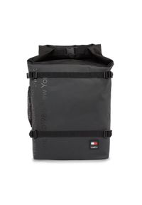 Tommy Jeans Plecak Tjm Daily + Rolltop Backpack AM0AM12120 Czarny. Kolor: czarny. Materiał: skóra