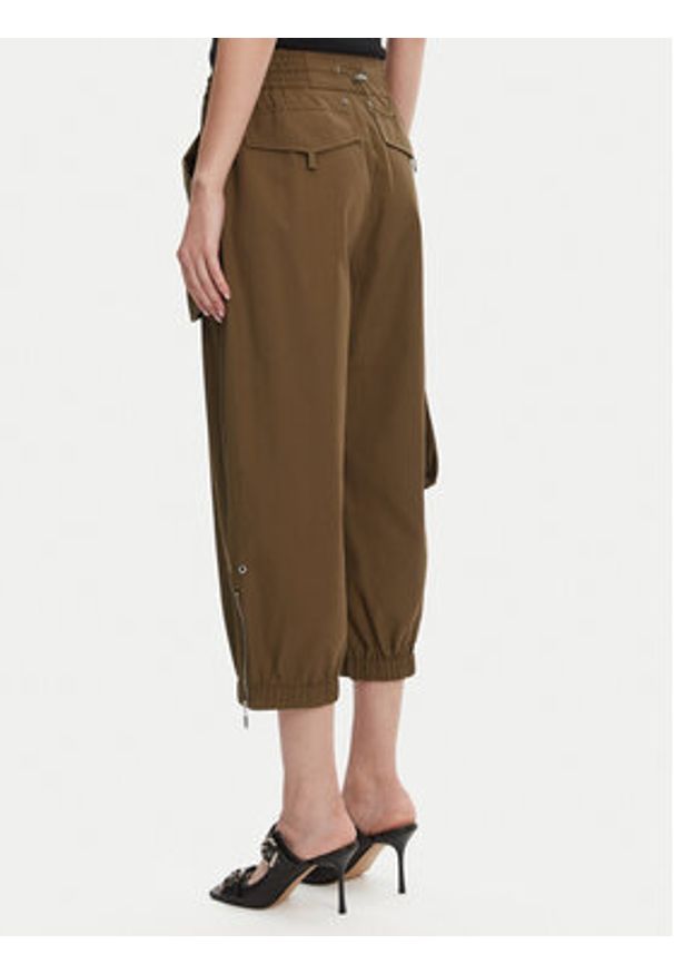 Pinko - PINKO Spodnie materiałowe 104704 A2ER Khaki Regular Fit. Kolor: brązowy. Materiał: bawełna