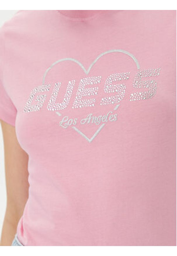 Guess T-Shirt V5GI10 K9RM1 Różowy Regular Fit. Kolor: różowy. Materiał: bawełna