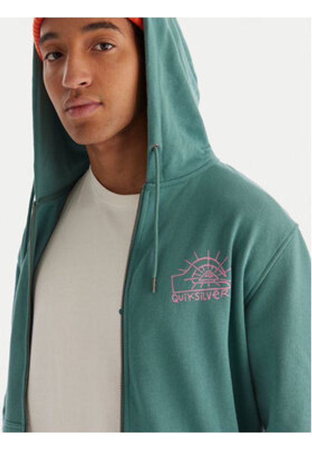 Quiksilver Bluza Graphic Hood Zip EQYFT05133 Zielony Regular Fit. Kolor: zielony. Materiał: syntetyk