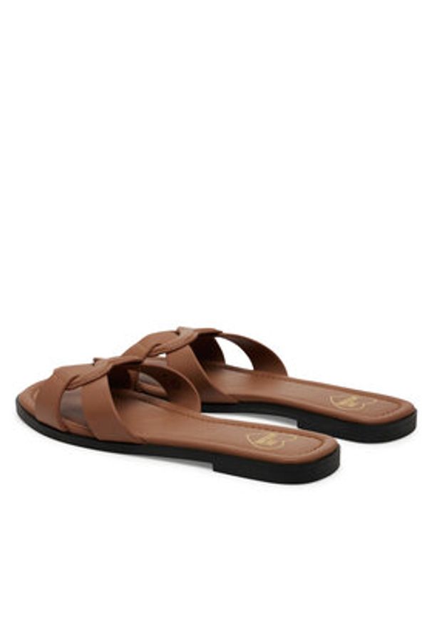 Love Moschino - LOVE MOSCHINO Klapki JA28092G1MIA0201 Brązowy. Kolor: brązowy. Materiał: skóra