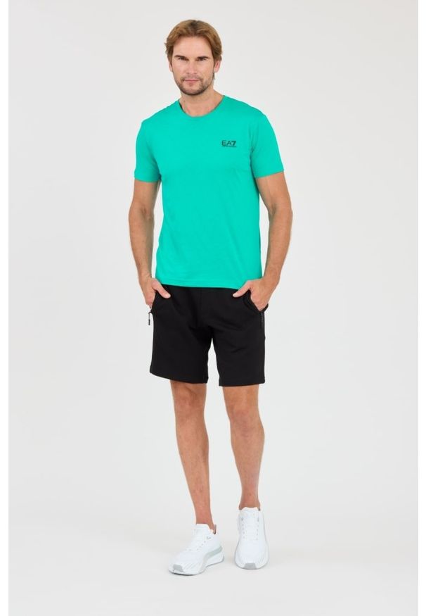 EA7 Emporio Armani - EA7 Zielony męski t-shirt bawełniany, Rozmiar L. Kolor: zielony. Materiał: bawełna