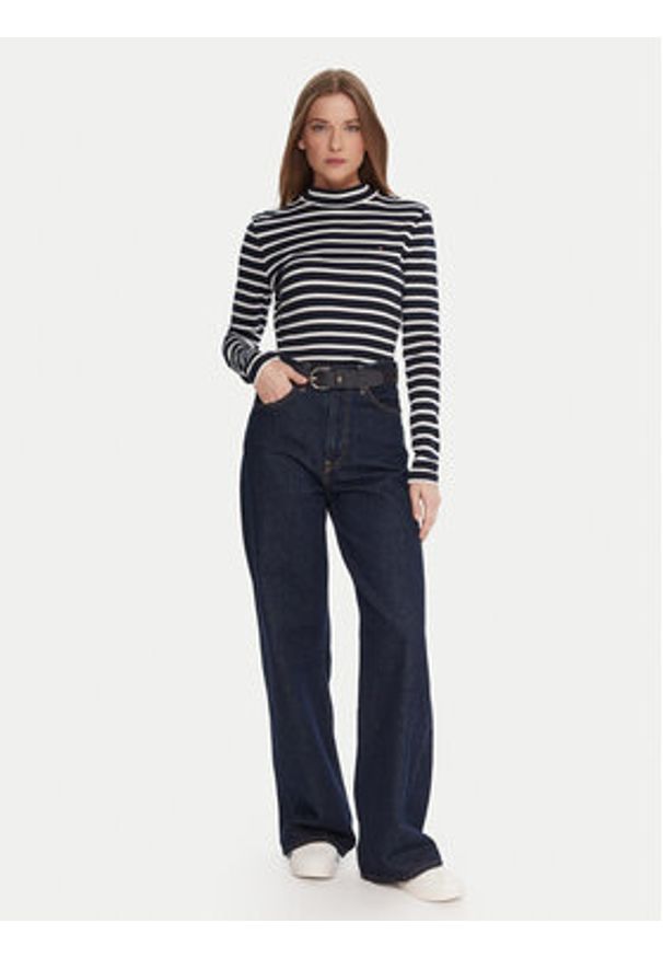 TOMMY HILFIGER - Tommy Hilfiger Bluzka WW0WW47307 Granatowy Slim Fit. Kolor: niebieski. Materiał: bawełna