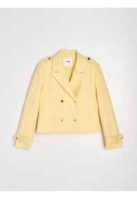 Sinsay - Dwurzędowa kurtka z klapami i pagonami - żółty. Kolor: żółty #1