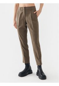 Weekend Max Mara Spodnie materiałowe Freccia 2351361133 Brązowy Slim Fit. Kolor: brązowy. Materiał: wełna, materiał