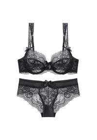 Intica - Komplet bielizny z koronki na romantyczne wieczory Eirini. Kolor: czarny. Materiał: koronka. Wzór: koronka