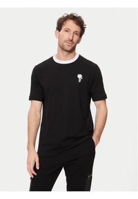 Karl Lagerfeld - KARL LAGERFELD T-Shirt 755029 542224 Czarny Regular Fit. Typ kołnierza: dekolt w karo. Kolor: czarny. Materiał: bawełna #1