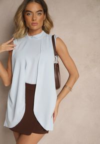Renee - Jasnoniebieska Bluzka o Asymetrycznym Kroju Fadeselle. Okazja: na co dzień. Kolor: niebieski. Materiał: skóra. Wzór: kolorowy. Styl: casual #5