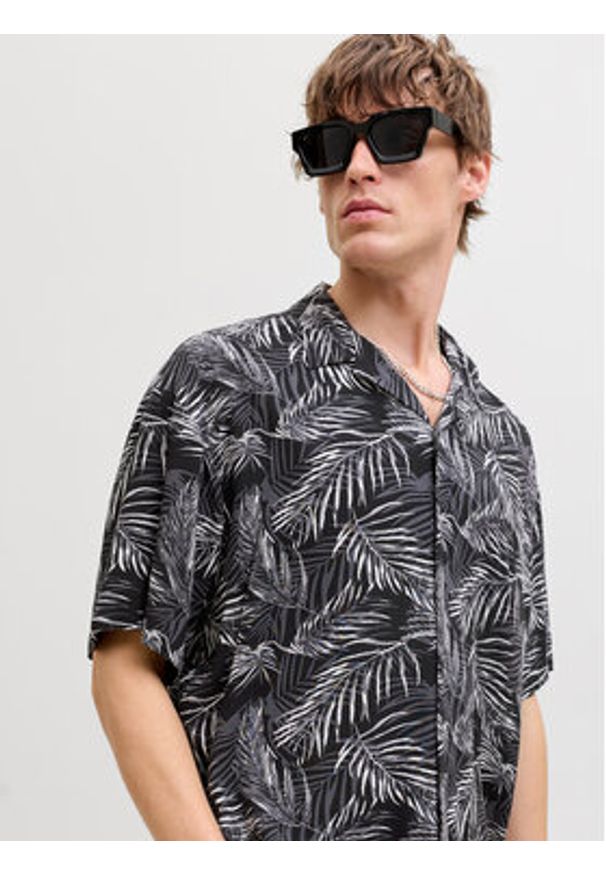 Jack & Jones Koszula Jeff 12288854 Czarny Relaxed Fit. Kolor: czarny. Materiał: wiskoza