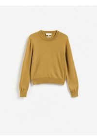 Reserved - Sweter z wełny merino - oliwkowy. Kolor: oliwkowy. Materiał: wełna