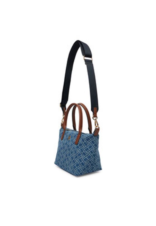 TOMMY HILFIGER - Tommy Hilfiger Torebka Popette Mini Tote Denim Flag AW0AW18612 Niebieski. Kolor: niebieski
