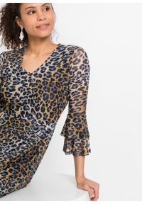 Sukienka kopertowa w cętki leoparda bonprix beżowo-brązowo-szary leo. Kolor: szary. Typ sukienki: kopertowe #6