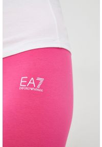 EA7 Emporio Armani spodnie damskie kolor fioletowy z nadrukiem. Kolor: fioletowy. Materiał: dzianina. Wzór: nadruk #3
