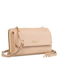 4U CAVALDI - Portfel listonoszka 2w1 Cavaldi PU M-13-8000 Beige beżowy. Kolor: beżowy. Materiał: skóra ekologiczna. Wzór: aplikacja, haft