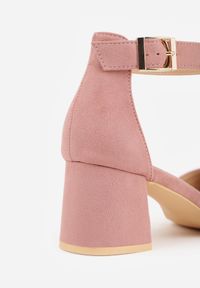 Born2be - Różowe Czółenka Vices na Obcasie z Wkładką ze Skóry Naturalnej Nariri. Okazja: na wesele, do pracy, na co dzień, na ślub cywilny. Zapięcie: sprzączka. Kolor: różowy. Materiał: skóra. Obcas: na obcasie. Styl: wizytowy, casual, klasyczny, elegancki. Wysokość obcasa: średni #3