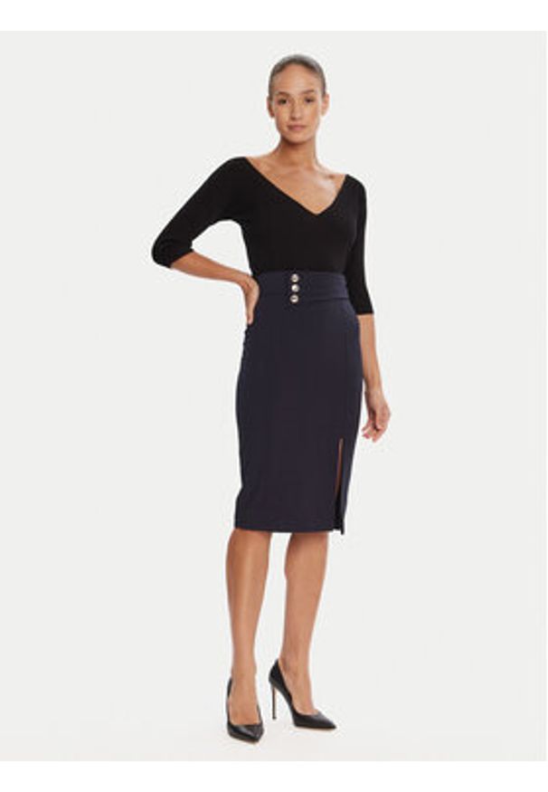 Rinascimento Spódnica ołówkowa CFC0126167003 Granatowy Slim Fit. Kolor: niebieski. Materiał: syntetyk