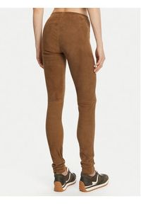 Serge Pariente Spodnie skórzane Strechy Vs Brązowy Slim Fit. Kolor: brązowy. Materiał: skóra #4