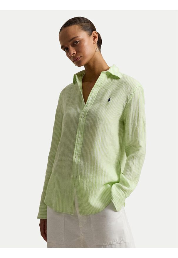 Polo Ralph Lauren Koszula 211A96158001 Zielony Classic Fit. Typ kołnierza: polo. Kolor: zielony. Materiał: len