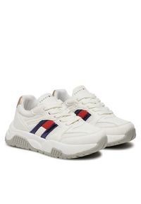 TOMMY HILFIGER - Tommy Hilfiger Sneakersy Flag Low Cut Lace-Up Sneaker T3A9-33550-1697 M Biały. Kolor: biały. Materiał: skóra #6