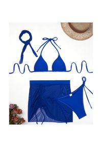 Intica - Bikini z pareo na plażę i basen regulowane lekkie Ileen. Kolor: niebieski. Materiał: tkanina