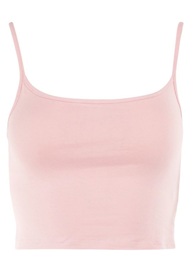 Born2be - Różowy Top Haidithoe. Kolor: różowy. Materiał: bawełna, tkanina. Długość rękawa: na ramiączkach. Wzór: gładki, jednolity