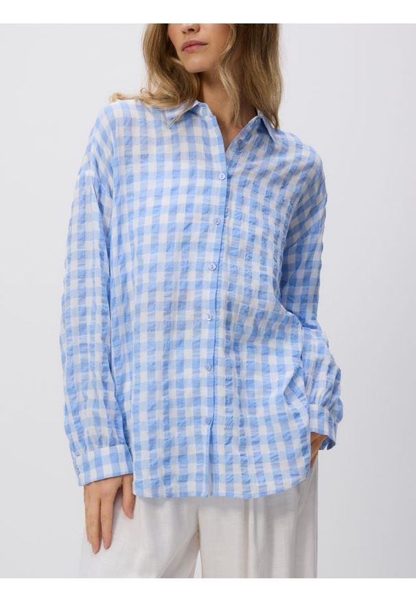 Reserved - Koszula w kratę - jasnoniebieski. Kolor: niebieski. Materiał: bawełna, wiskoza