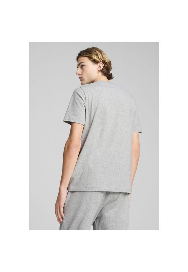 Puma - Męska koszulka Essentials Elevated PUMA Light Gray Heather. Kolor: wielokolorowy, czarny, szary. Wzór: aplikacja, haft