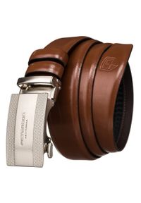 Pasek męski Peterson PTN A007 BROWN brązowy. Kolor: brązowy. Materiał: jeans, skóra