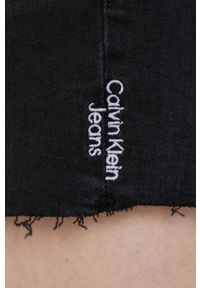 Calvin Klein Jeans szorty J20J218505.PPYY damskie kolor czarny gładkie medium waist. Kolor: czarny. Materiał: denim. Wzór: gładki #2