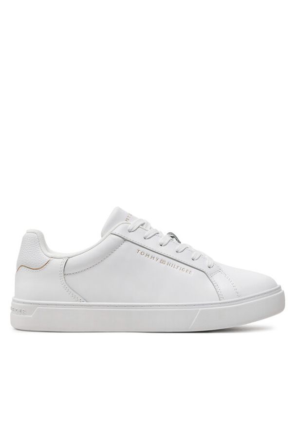 TOMMY HILFIGER - Tommy Hilfiger Sneakersy Essential Court Sneaker FW0FW08000 Biały. Kolor: biały. Materiał: skóra
