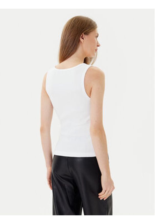 Karl Lagerfeld - KARL LAGERFELD Top A3W17005 Biały Slim Fit. Typ kołnierza: dekolt w karo. Kolor: biały. Materiał: bawełna